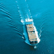 ship loaded with export / import cargo